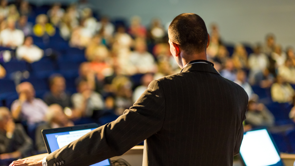 Business Speaker Presenting at an Enterprise Technology Event